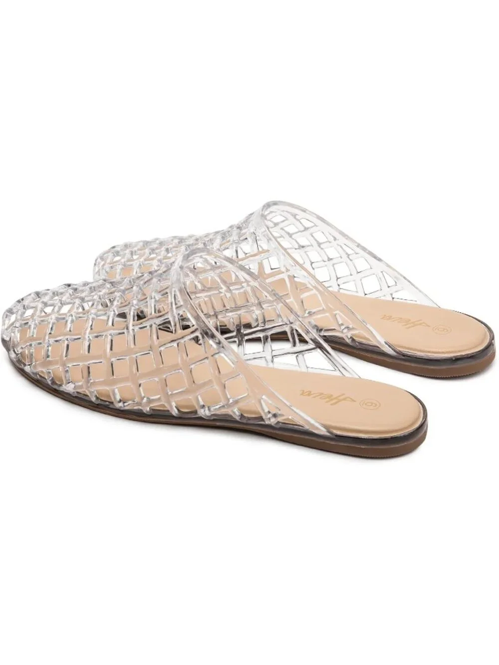 Women's Transparent Clear Mesh Hollow Slip On Closed Toe Jelly Casual Sandals